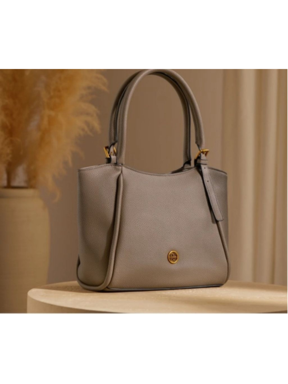 Bolvaint Gray Leather Tote Shoulder Bag - Picture 13 of 16